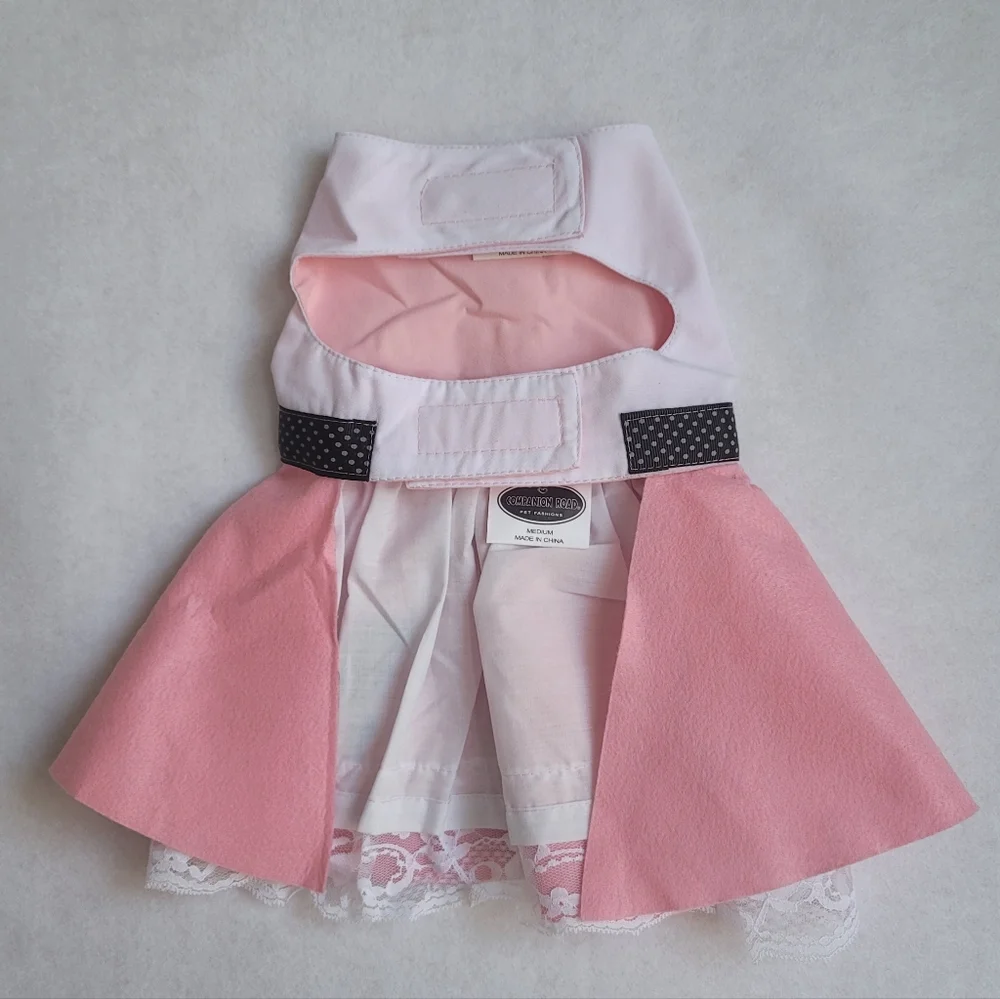 Companion Road Pet Fashions 1950s Pink Lady Poodle Skirt Dog Dress Sz M